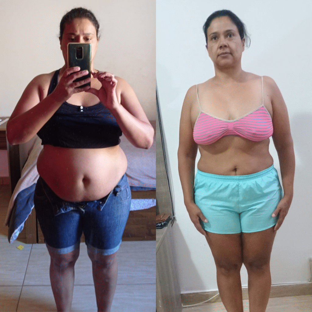 Renata, confeiteira, 44 anos, eliminou 33kg em 2023 e mantém o resultado até hoje.